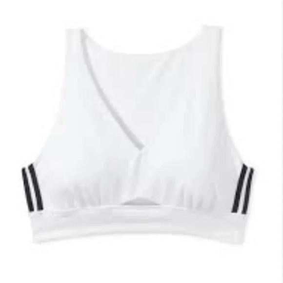 New Victoria's Secret White Padded Cotton Cutout Longline Sports Bra Size XL - Picture 2 of 7